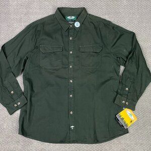 Arborwear Linden Shirt Mens 2XL Moss Green Brushed Twill Button Up Chamois FLAWS
